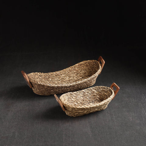 Brown - Kadam Haat Handmade Sabai Grass Bread Basket ( Set of 2)