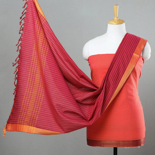 Peach - 3pc Dharwad Cotton Suit Material Set 12