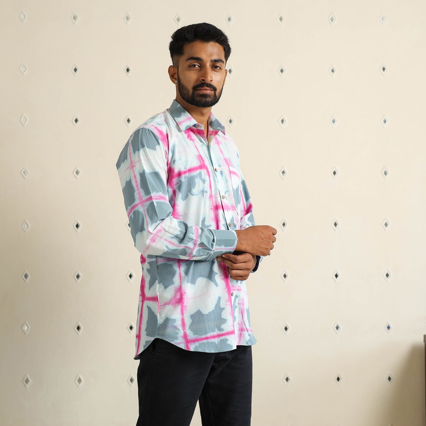 Buy Full Sleeve Tie & Dye Cotton Men Shibori Shirt