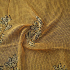 Yellow - Akola Hand Block Print Kota Doria Cotton Fabric 48