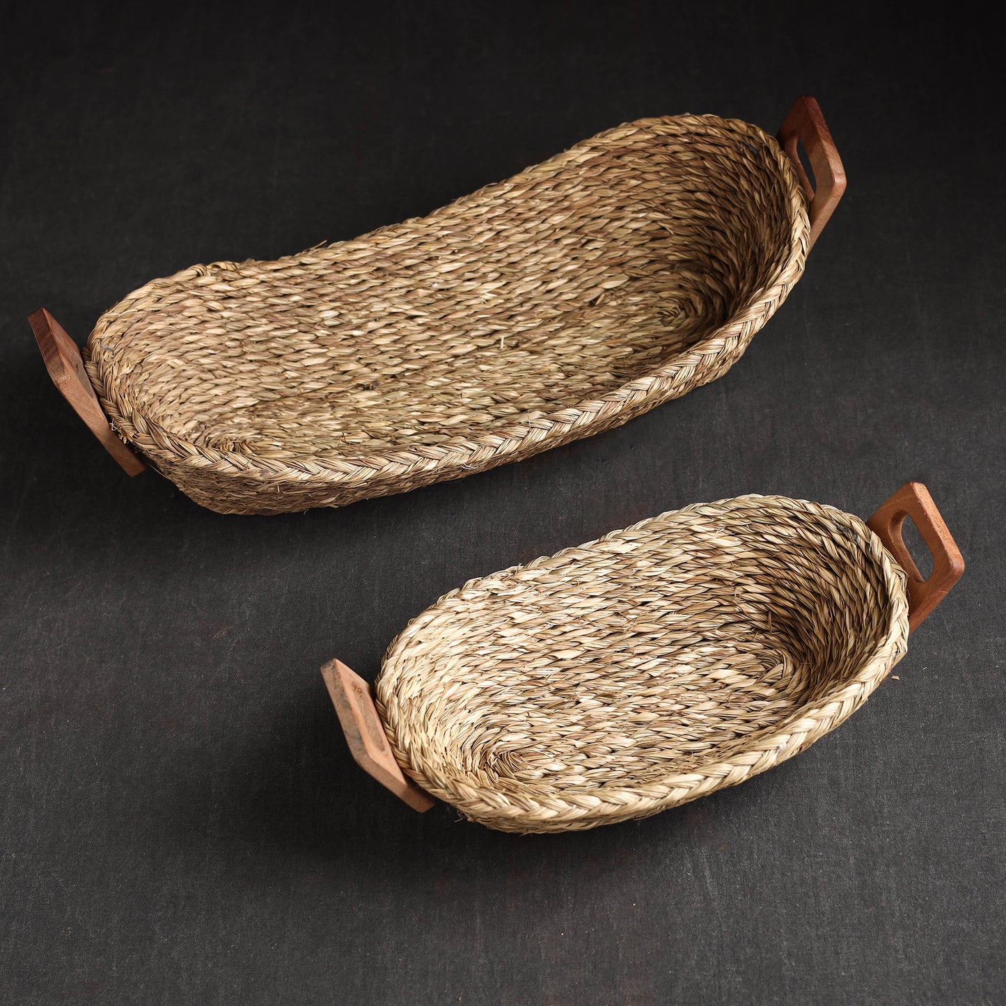 Brown - Kadam Haat Handmade Sabai Grass Bread Basket ( Set of 2)