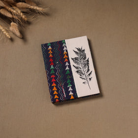 Multi colour - Handmade Paper Notebook with Eco Leaf Print Kantha Work 05