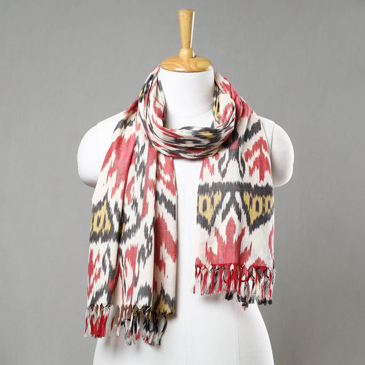 Multicolor - Pochampally Central Asian Ikat Handloom Cotton Stole with Tassels 04