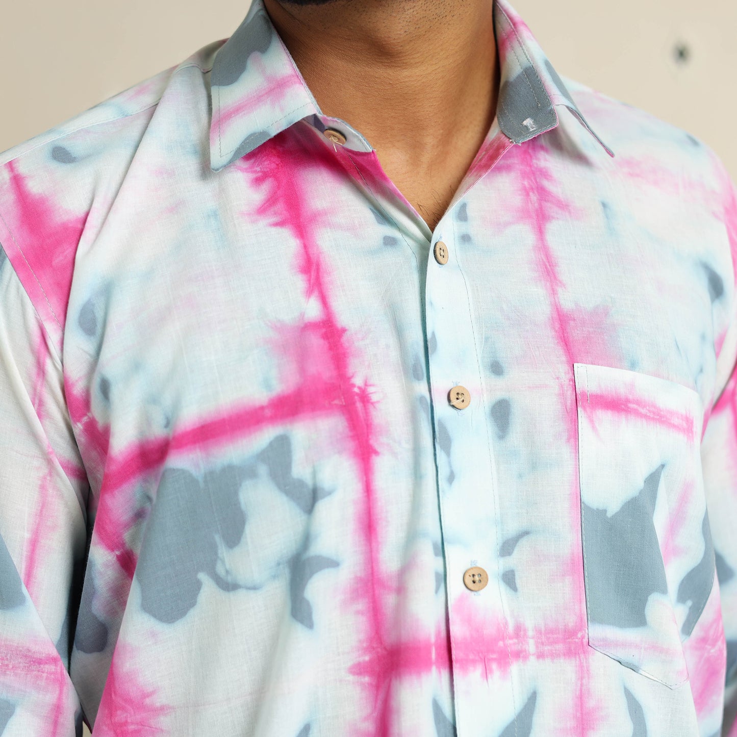 Buy Full Sleeve Tie & Dye Cotton Men Shibori Shirt