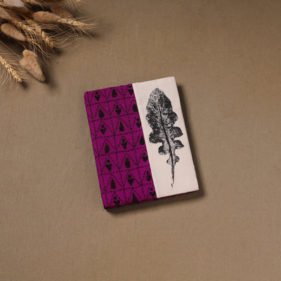 Purple - Handmade Paper Notebook with Eco Leaf Print Kantha Work 06