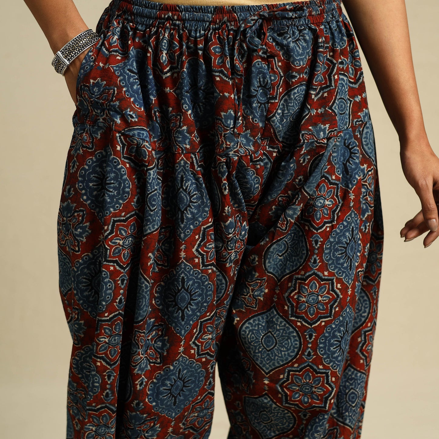 Blue Block Print Cotton Ajrakh Salwar