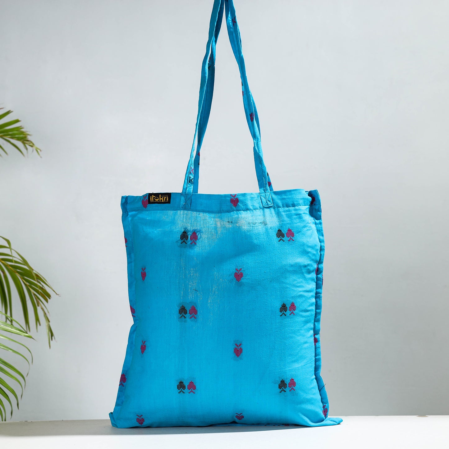 Blue - Jacquard Cotton Jhola Bag