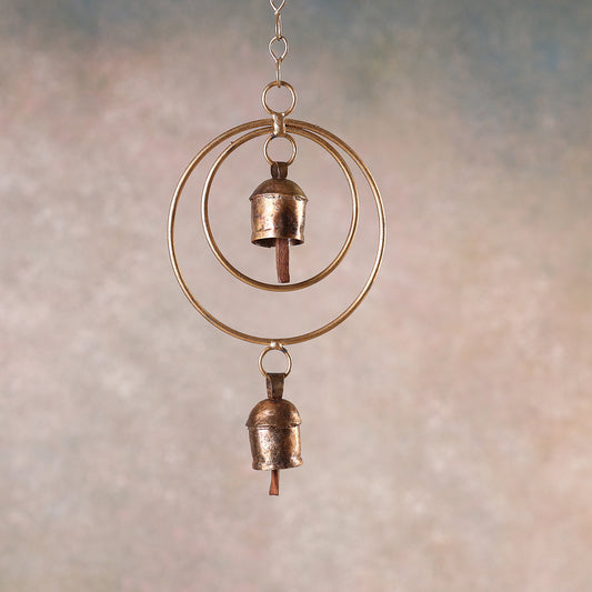 Kutch Copper Coated 2 Bell Double Round Chimes
