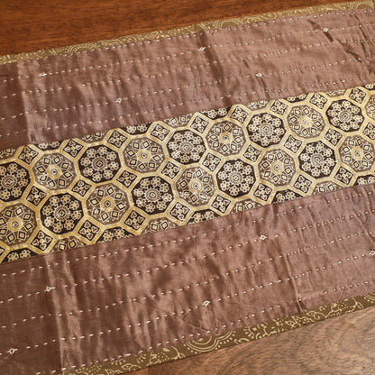 Kutch Tagai Embroidered Patchwork Mashru Silk Table Runner (47 x 14 in)