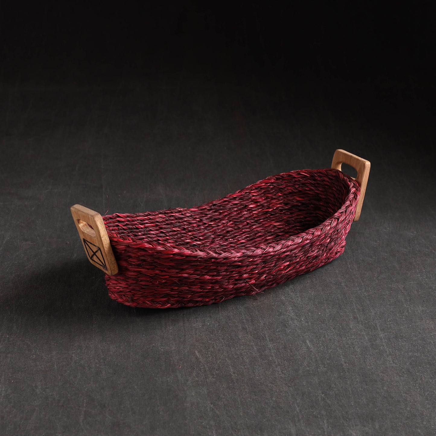 Maroon - Kadam Haat Handmade Sabai Grass Bread Basket (Set of 2)