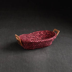 Maroon - Kadam Haat Handmade Sabai Grass Bread Basket (Set of 2)