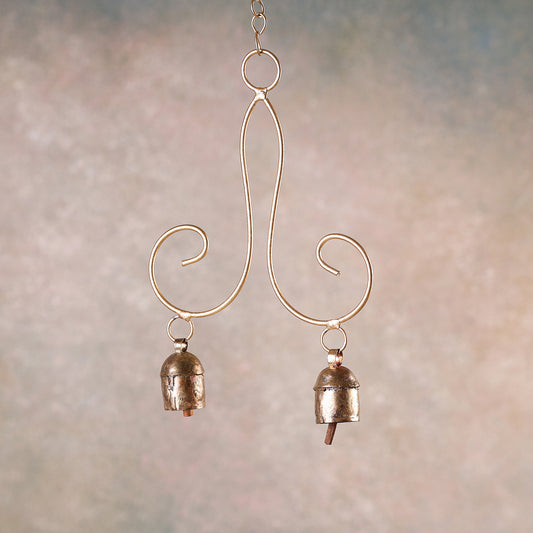 Kutch Copper Coated 2 Bell Double Patti Chimes