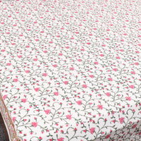 White - Pure Cotton Double Sanganeri Print Bed Cover Set 32