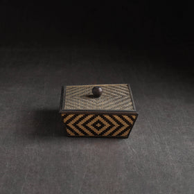 brown - Kadam Haat Handmade Bamboo Fruit Basket with Lid (Black)