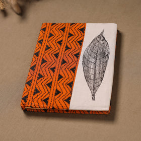 Multi colour - Handmade Paper Notebook with Eco Leaf Print Kantha Work 07