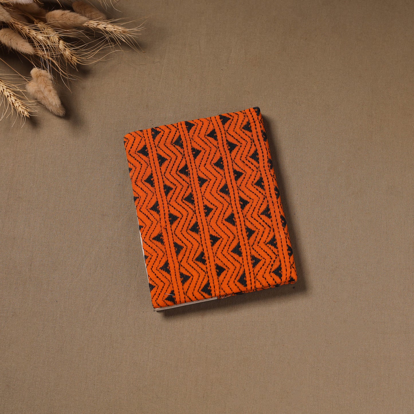 Multi colour - Handmade Paper Notebook with Eco Leaf Print Kantha Work 07