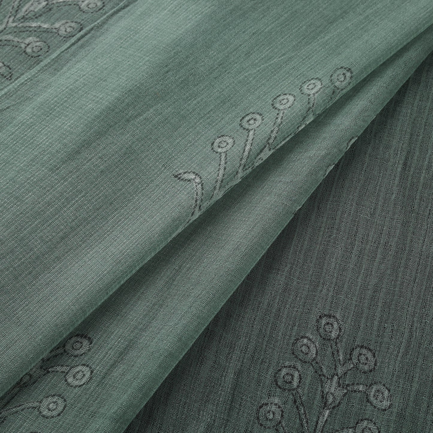 Green - Akola Hand Block Print Kota Doria Cotton Fabric 51