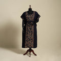 Black Bengal Kantha Hand Embroidery Cotton Kaftan (Long) 