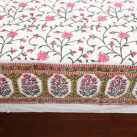 White - Pure Cotton Double Sanganeri Print Bed Cover Set 32