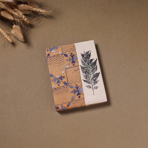 Multi colour - handmade Paper Notebook with Eco Leaf Print Kantha Work 08