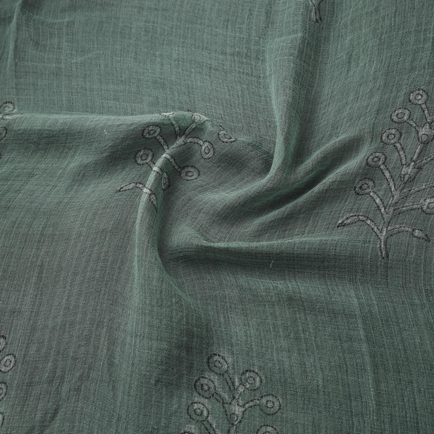 Green - Akola Hand Block Print Kota Doria Cotton Fabric 51
