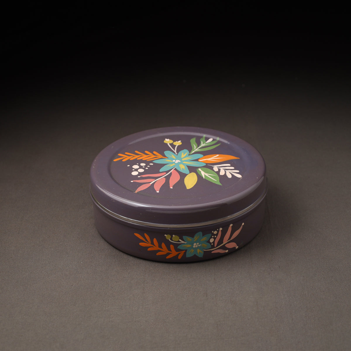 Floral Handpainted Enamelware Stainless Steel Masala Box (7 x 7 in) 15