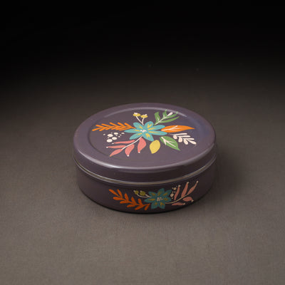 Floral Handpainted Enamelware Stainless Steel Masala Box (7 x 7 in) 15