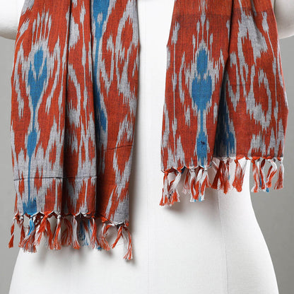 Multicolor - Pochampally Central Asian Ikat Handloom Cotton Stole with Tassels 10