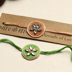 Handmade Kundan Work Rakhi (Assorted Set of 2)