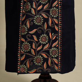 Black Bengal Kantha Hand Embroidery Cotton Kaftan (Long) 