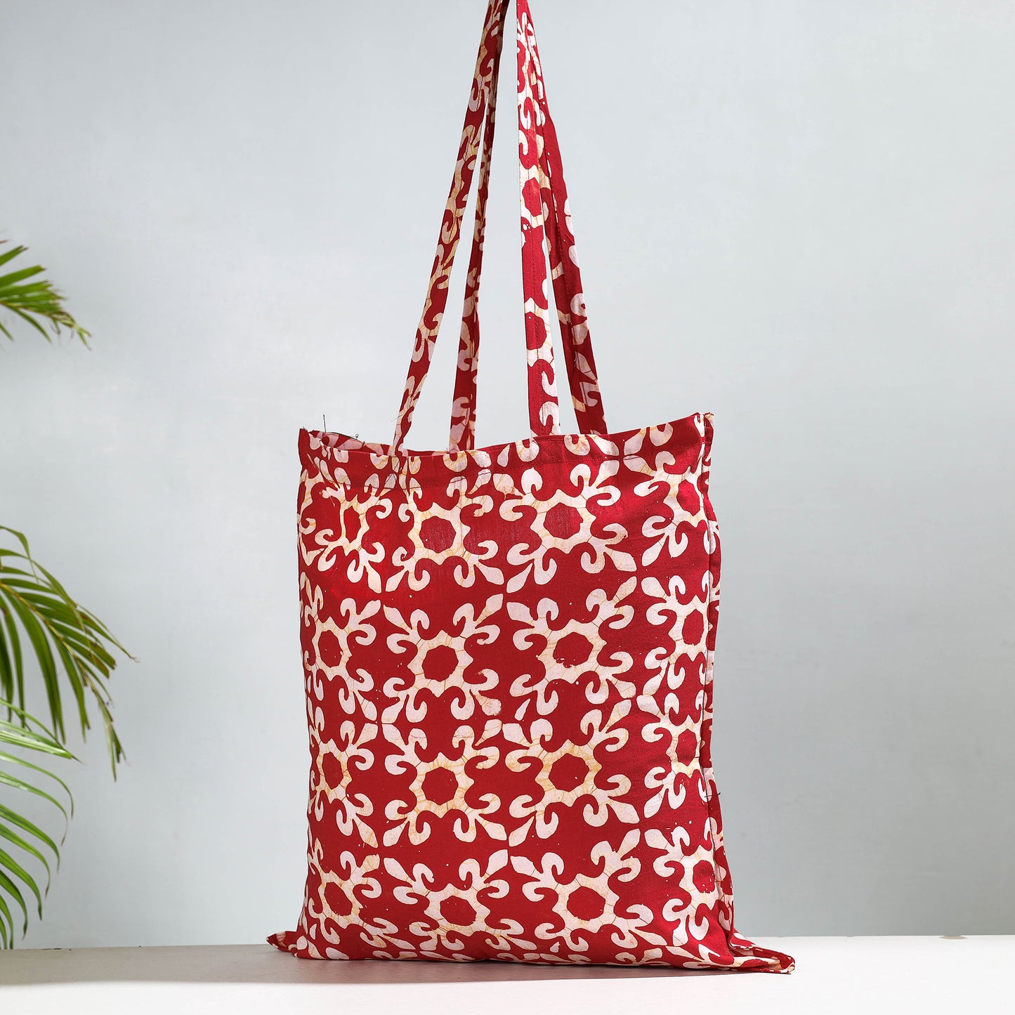 Red - Hand Batik Printed Cotton Jhola Bag