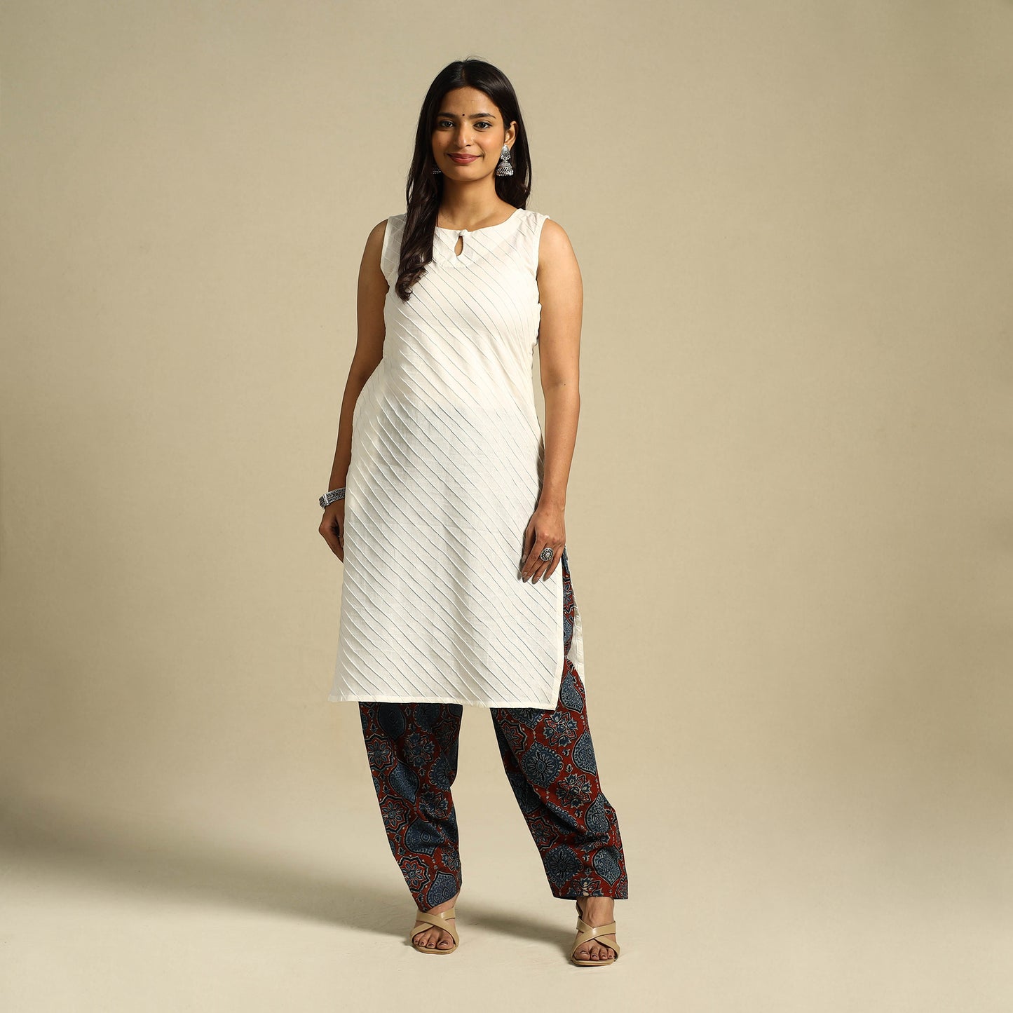 Blue Block Print Cotton Ajrakh Salwar