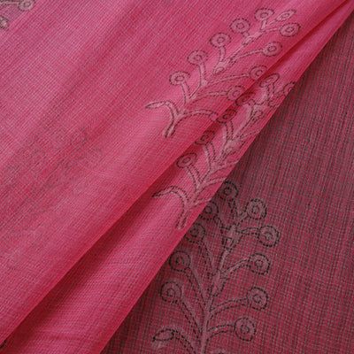 Pink - akola hand block print kota doria cotton fabric 52