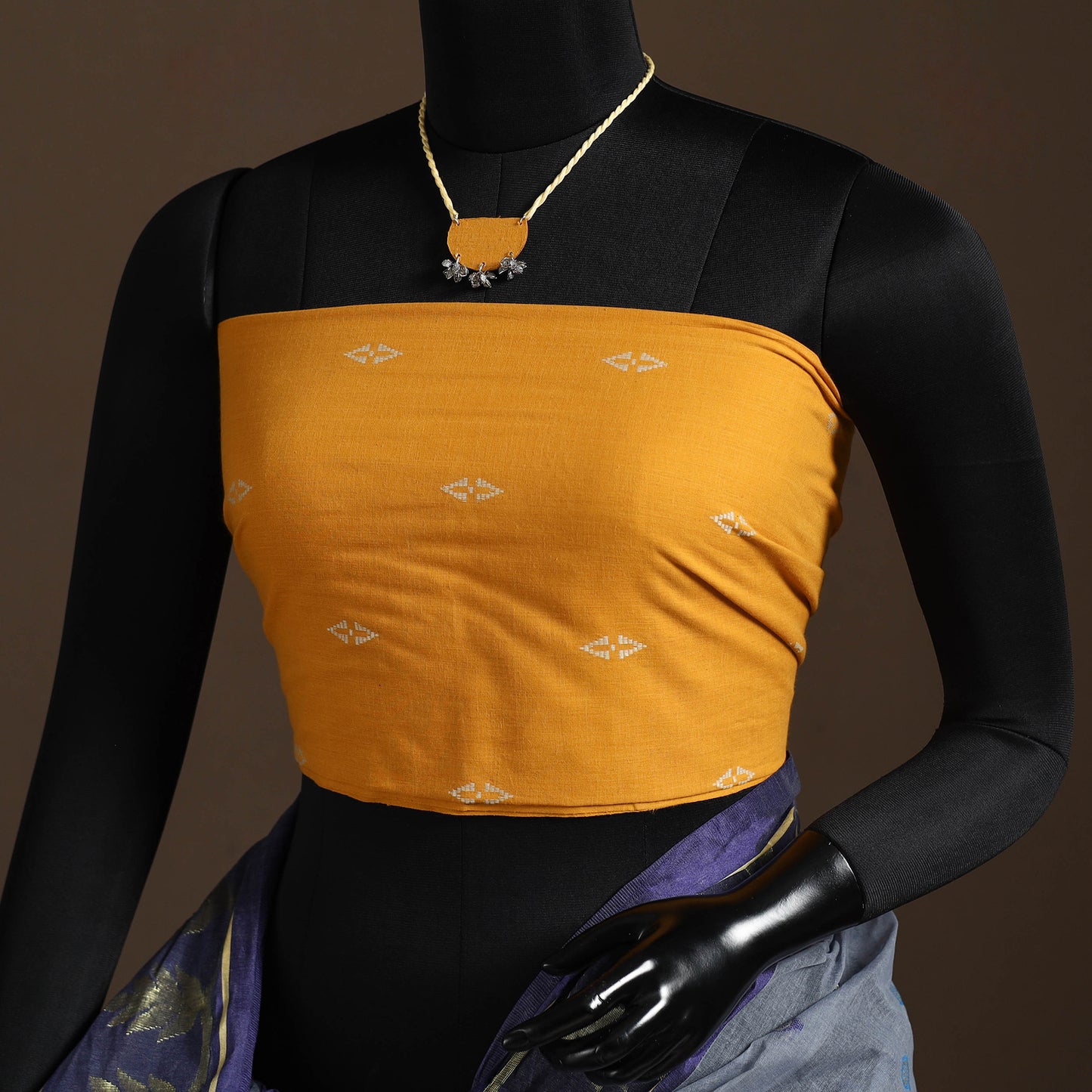 Grey - bengali tant saree with matching jewellery & blouse