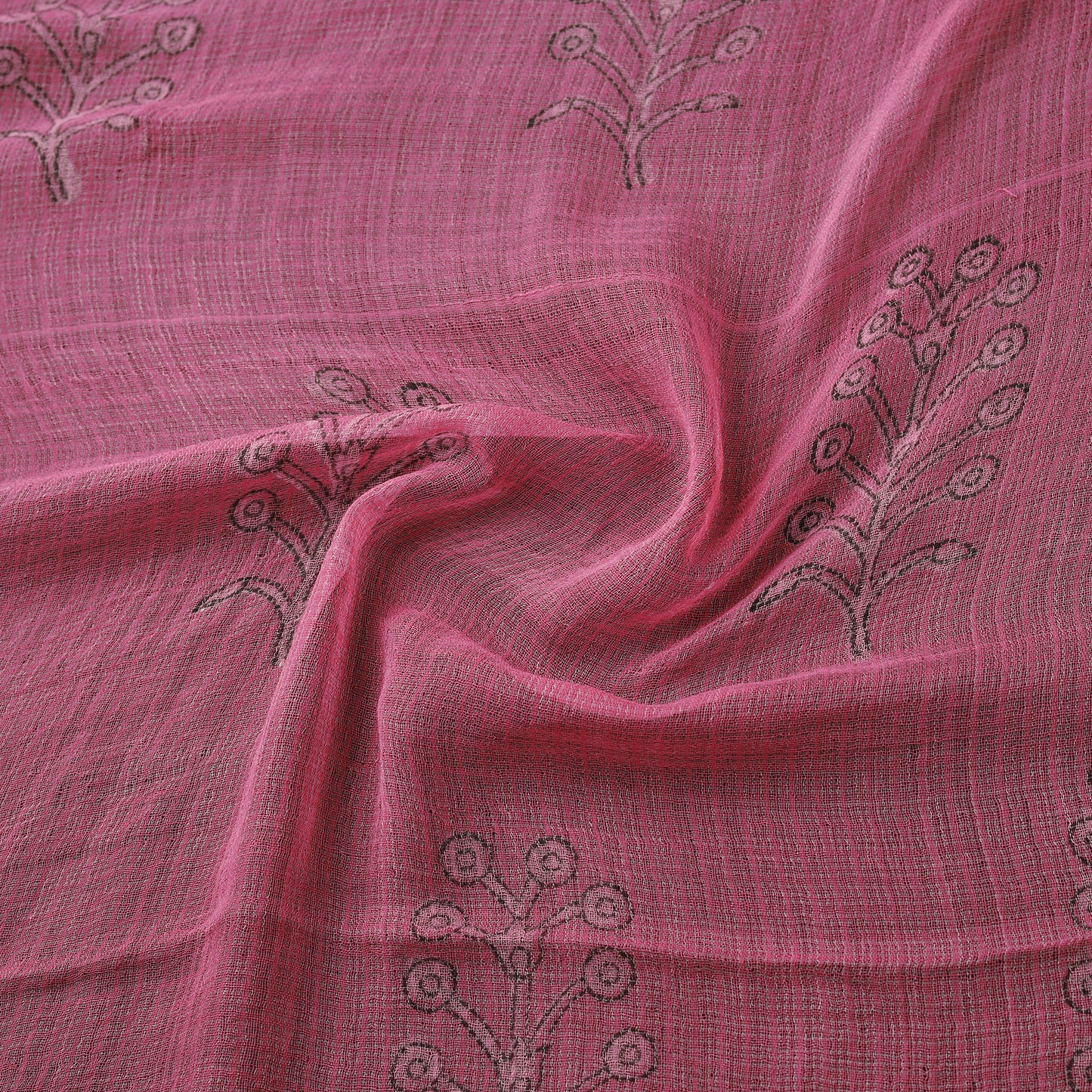 Pink - Akola Hand Block Print Kota Doria Cotton Fabric 52