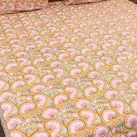 Orange - Pure Cotton Double Sanganeri Print Bed Cover Set 33