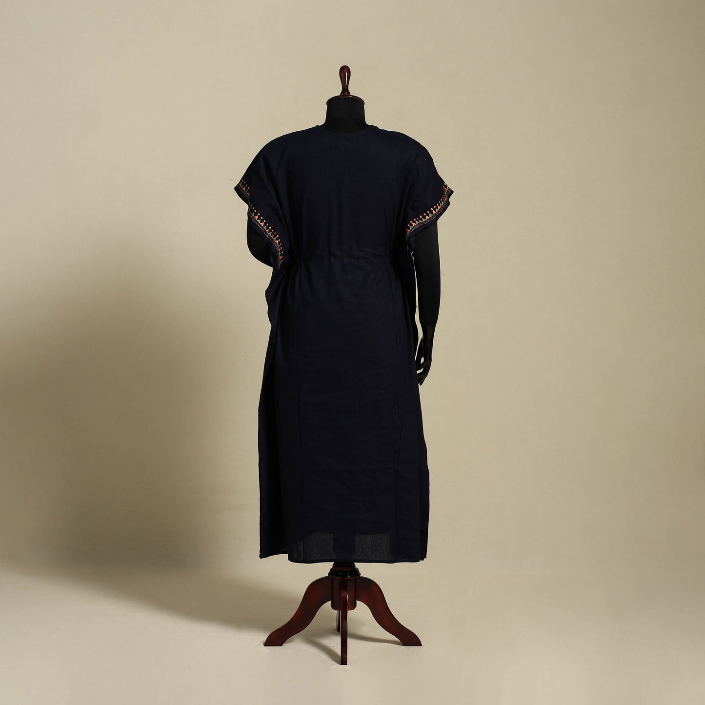 Black Bengal Kantha Hand Embroidery Cotton Kaftan (Long) 