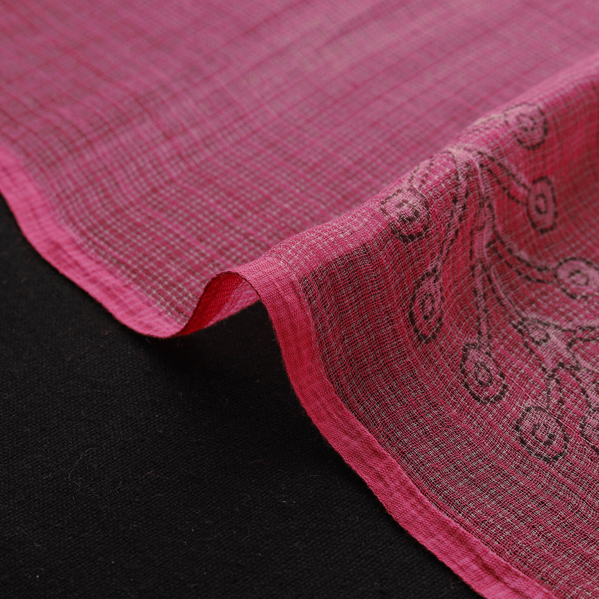 Pink - akola hand block print kota doria cotton fabric 52
