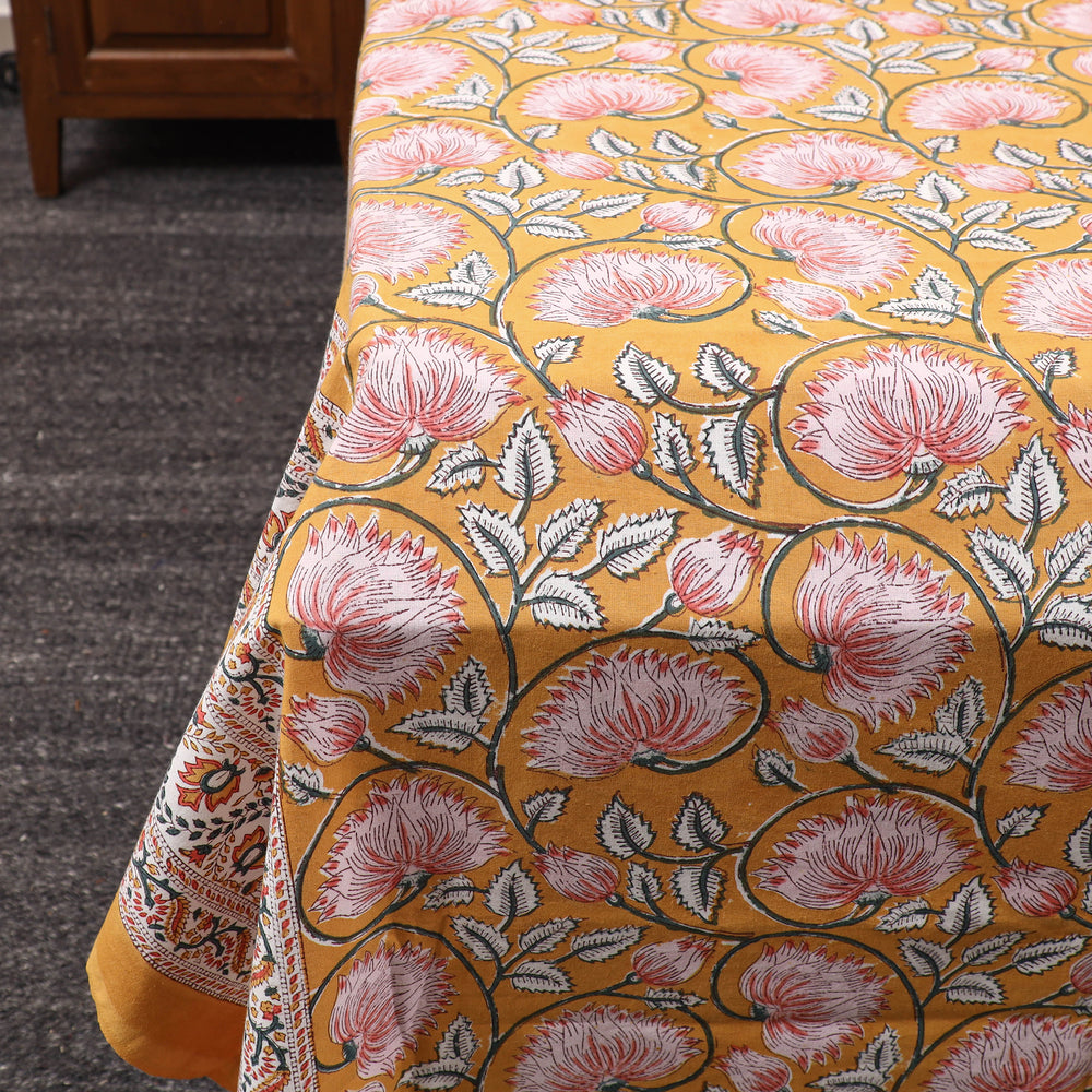 Orange - Pure Cotton Double Sanganeri Print Bed Cover Set 33