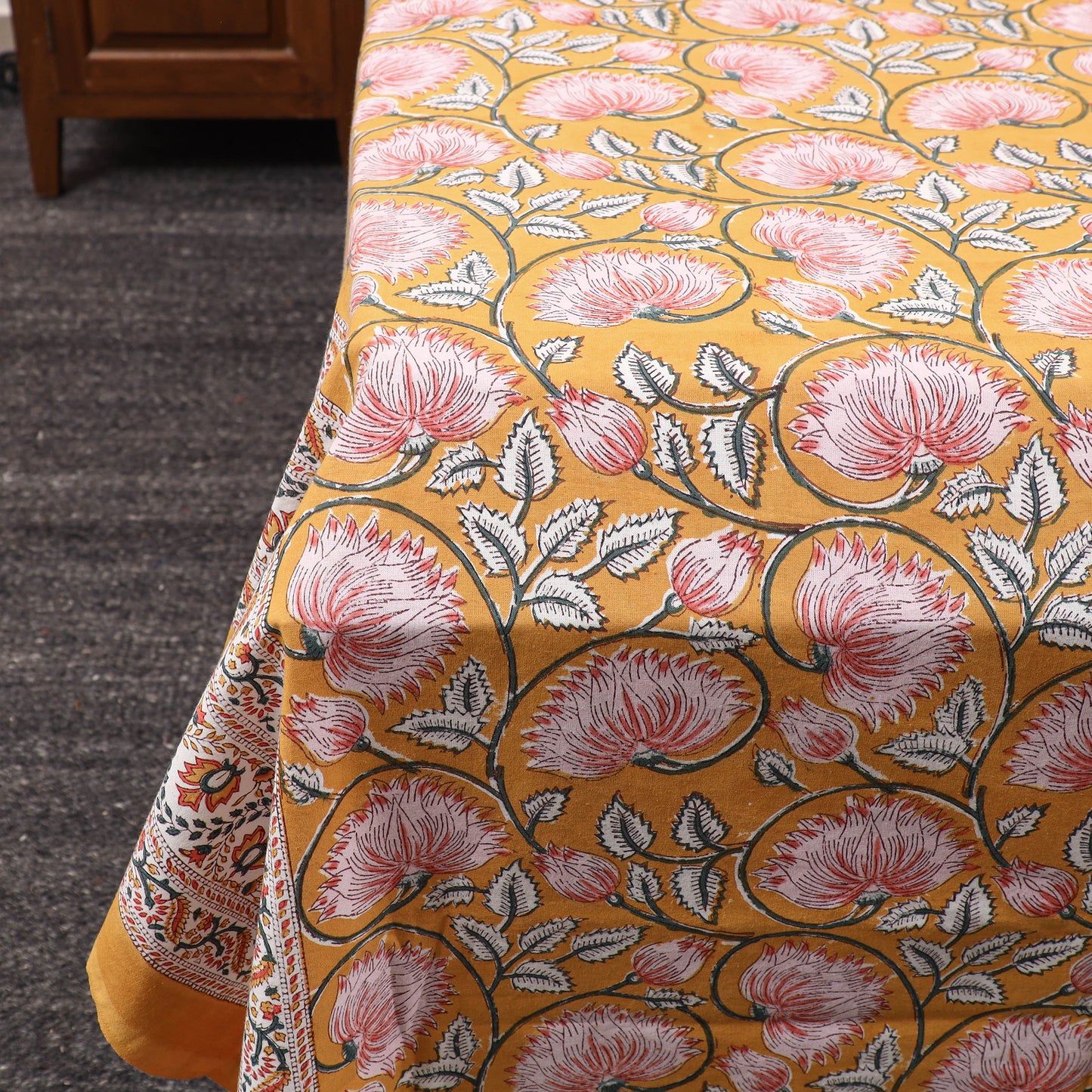 Orange - Pure Cotton Double Sanganeri Print Bed Cover Set 33