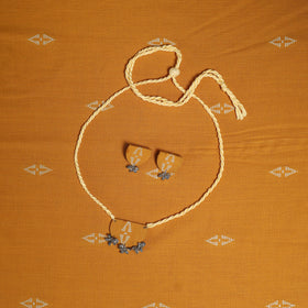 Grey - bengali tant saree with matching jewellery & blouse