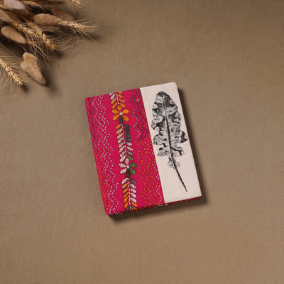 Pink - Handmade Paper Notebook with Eco Leaf Print Kantha Work 10