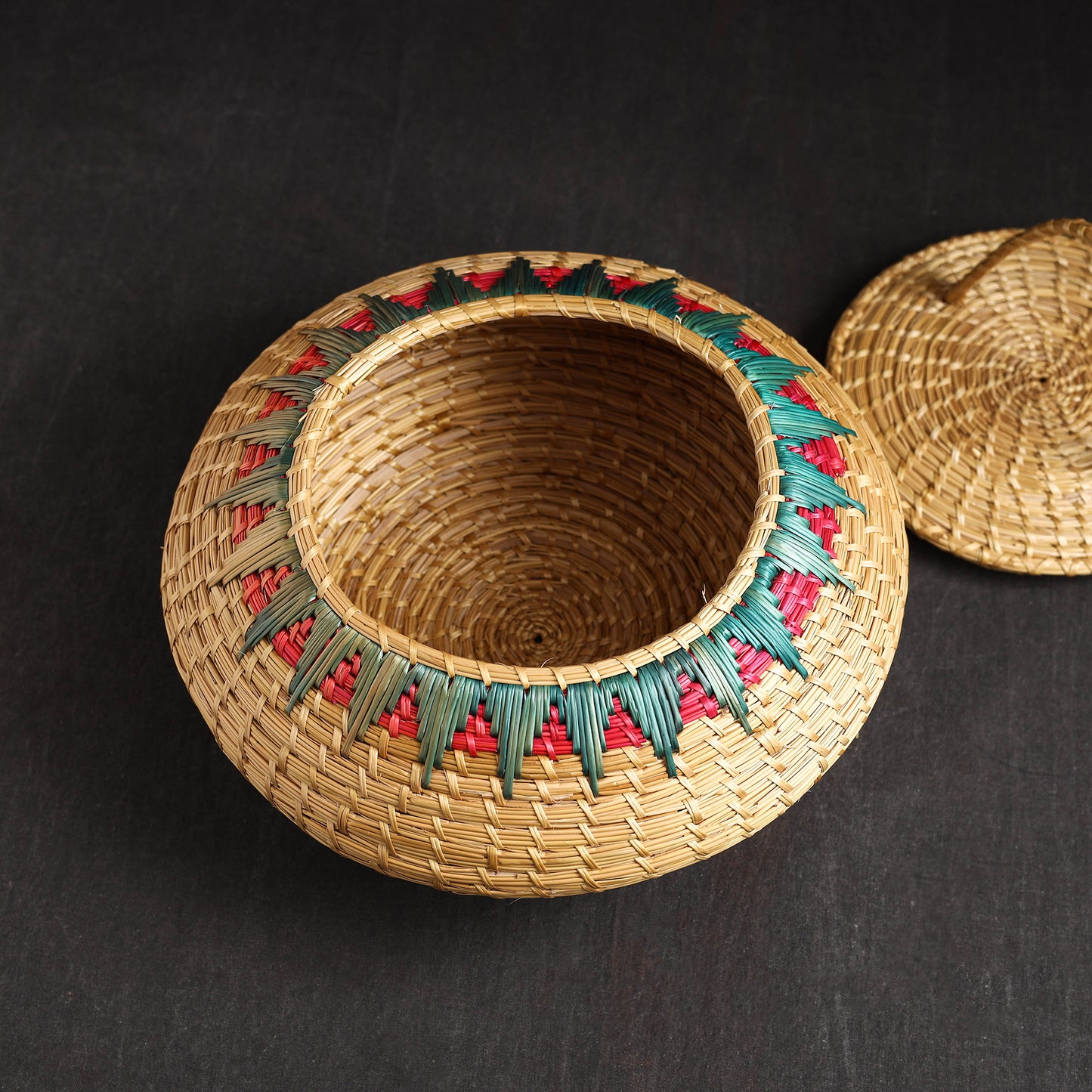 Beige - Handmade Sikki Grass Multipurpose Basket with Lid (Big)