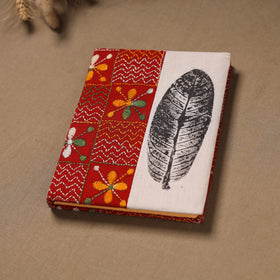 Multi colour - Handmade Paper Notebook with Eco Leaf Print Kantha Work 11