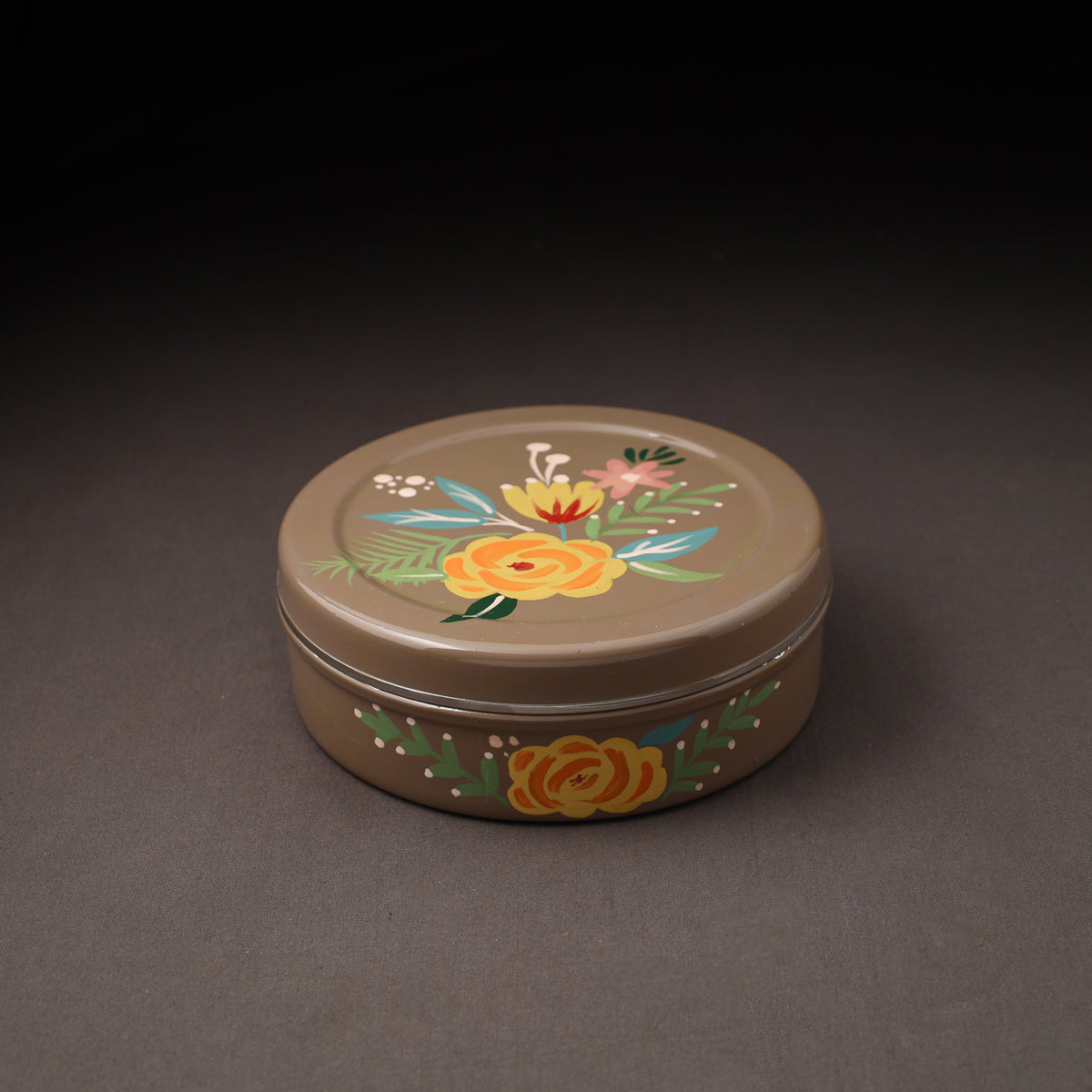 Floral Handpainted Enamelware Stainless Steel Masala Box (7 x 7 in) 18