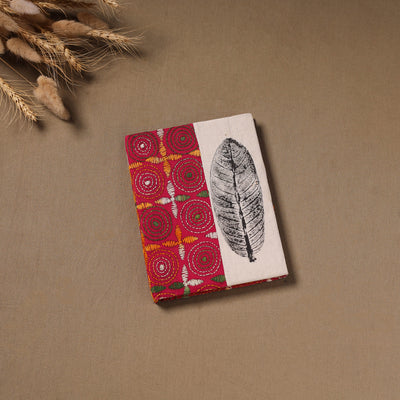 Pink - Handmade Paper Notebook with Eco Leaf Print Kantha Work 12