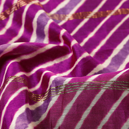 Purple - Leheriya Tie-Dye Chanderi Silk Handloom Stole with Zari Border 47