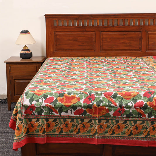 Multicolor - Pure Cotton Single Sanganeri Print Bed Cover 34