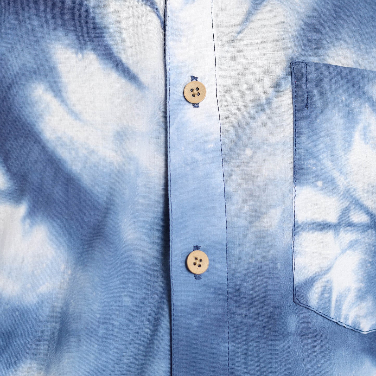 Blue - half sleeve tie & dye cotton men shibori shirt 10