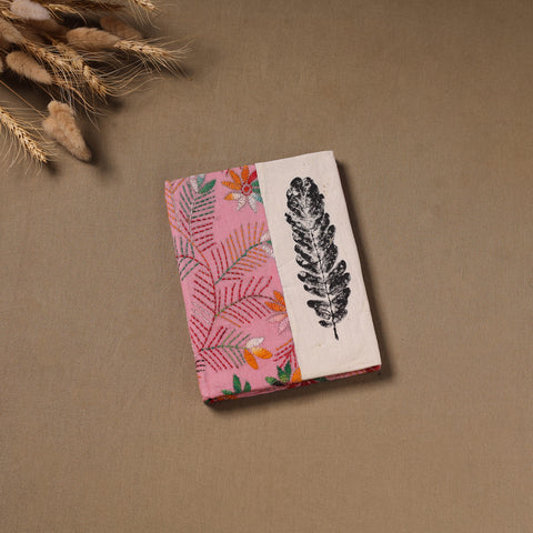 Pink - Handmade Paper Notebook with Eco Leaf Print Kantha Work 13